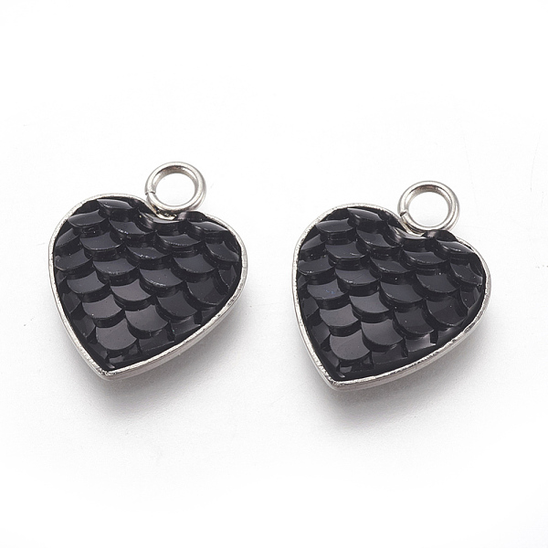 PandaHall 304 Stainless Steel Pendants, with Resin, Heart with Fish Scale Shape, Stainless Steel Color, Black, 16x13x3.5mm, Hole: 2mm...
PandaHall 304 Stainless Steel Pendants, with Resin, Heart with Fish Scale Shape, Stainless Steel Color, Black, 16x13x3.5mm, Hole: 2mm...