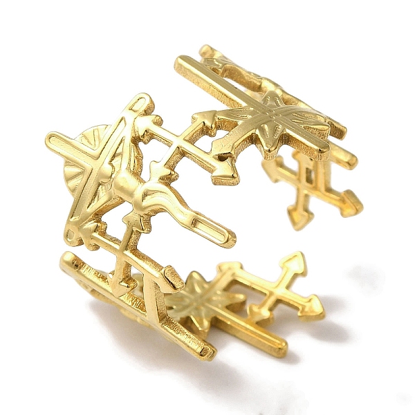 PandaHall Vacuum Plating 201 Stainless Steel Cross Cuff Rings for Women, Real 18K Gold Plated, 16.5mm, Adjustable 201 Stainless Steel Cross
PandaHall Vacuum Plating 201 Stainless Steel Cross Cuff Rings for Women, Real 18K Gold Plated, 16.5mm, Adjustable 201 Stainless Steel Cross