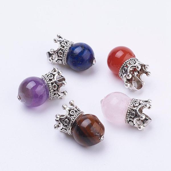 PandaHall Natural Gemstone Pendants, with Alloy Findings, Crown, Antique Silver, 16~17x11mm, Hole: 4x5mm Mixed Stone Round
PandaHall Natural Gemstone Pendants, with Alloy Findings, Crown, Antique Silver, 16~17x11mm, Hole: 4x5mm Mixed Stone Round