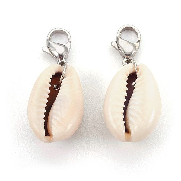 PandaHall Cowrie Shell Pendant Decorations, with 304 Stainless Steel Lobster Claw Clasps, Stainless Steel Color, 32~35mm, Pendant...
PandaHall Cowrie Shell Pendant Decorations, with 304 Stainless Steel Lobster Claw Clasps, Stainless Steel Color, 32~35mm, Pendant...