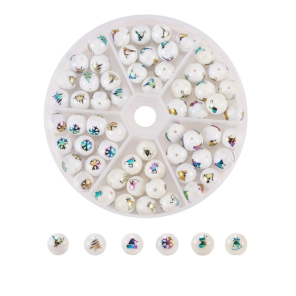 PandaHall Electroplate Opaque Glass Beads, Christmas Themed, Round, Mixed Color, 10mm, Hole: 1.2mm, 60pcs/box Glass Round White
PandaHall Electroplate Opaque Glass Beads, Christmas Themed, Round, Mixed Color, 10mm, Hole: 1.2mm, 60pcs/box Glass Round White