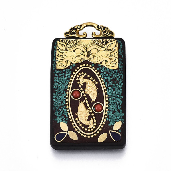 PandaHall Handmade Indonesia Big Pendants, Wood Settings, with Brass Findings and Alloy Loop, Rectangle with Cyprinoid, Dark Turquoise..., Cyan
PandaHall Handmade Indonesia Big Pendants, Wood Settings, with Brass Findings and Alloy Loop, Rectangle with Cyprinoid, Dark Turquoise..., Cyan