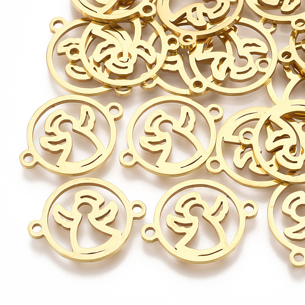 PandaHall 201 Stainless Steel Links, Laser Cut Links, Flat Round with Angel, Golden, 20x15x1mm, Hole: 1.6mm 201 Stainless Steel Flat Round
PandaHall 201 Stainless Steel Links, Laser Cut Links, Flat Round with Angel, Golden, 20x15x1mm, Hole: 1.6mm 201 Stainless Steel Flat Round