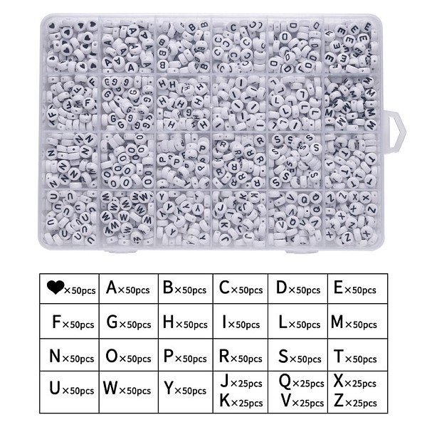 PandaHall DIY Jewelry Set Making, with Acrylic Beads and Clear Elastic Crystal Thread, Flat Round with Letter, White, 130x190x2mm Acrylic...
PandaHall DIY Jewelry Set Making, with Acrylic Beads and Clear Elastic Crystal Thread, Flat Round with Letter, White, 130x190x2mm Acrylic...