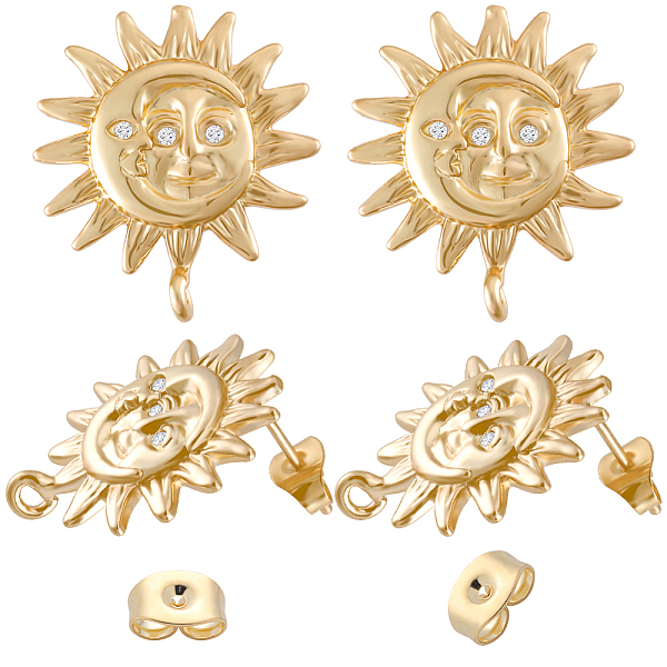PandaHall Beebeecraft 1 Box 6Pcs Earring Posts with Loop Brass with Cubic Zirconia Sun Face Stud Earring Findings with Hole and 6Pcs Ear...
PandaHall Beebeecraft 1 Box 6Pcs Earring Posts with Loop Brass with Cubic Zirconia Sun Face Stud Earring Findings with Hole and 6Pcs Ear...