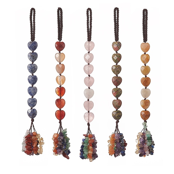 PandaHall Heart Natural Gemstones & Mixed Stone Chips Tassel Pendant Decorations, Nylon Thread Hanging Ornament, 215~220mm Mixed Stone Heart
PandaHall Heart Natural Gemstones & Mixed Stone Chips Tassel Pendant Decorations, Nylon Thread Hanging Ornament, 215~220mm Mixed Stone Heart
