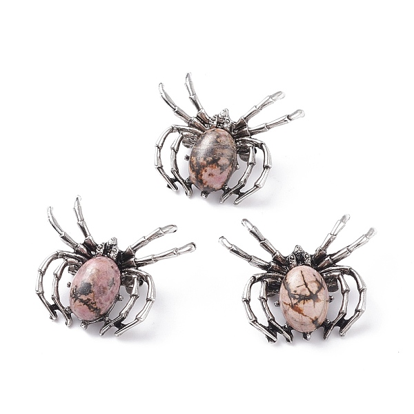 PandaHall Natural Rhodonite Brooch, with Brass Findings and Glass, Spider, Antique Silver, 34~35x41~42x7mm, Hole: 3x5mm Rhodonite
PandaHall Natural Rhodonite Brooch, with Brass Findings and Glass, Spider, Antique Silver, 34~35x41~42x7mm, Hole: 3x5mm Rhodonite