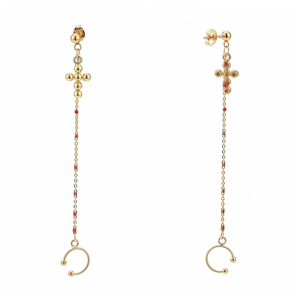 PandaHall Brass Enamel Cable Chains & Cross Charms Dangle Stud Earrings, Golden, with 304 Stainless Steel Pin & Clip-on Earring Findings..., Red
PandaHall Brass Enamel Cable Chains & Cross Charms Dangle Stud Earrings, Golden, with 304 Stainless Steel Pin & Clip-on Earring Findings..., Red