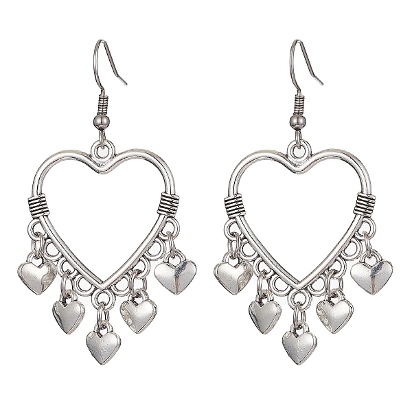 PandaHall Tibetan Style Alloy Heart Woven Net Chandelier Earrings, Long Drop Earrings, Heart, 50x27mm Alloy Heart
PandaHall Tibetan Style Alloy Heart Woven Net Chandelier Earrings, Long Drop Earrings, Heart, 50x27mm Alloy Heart