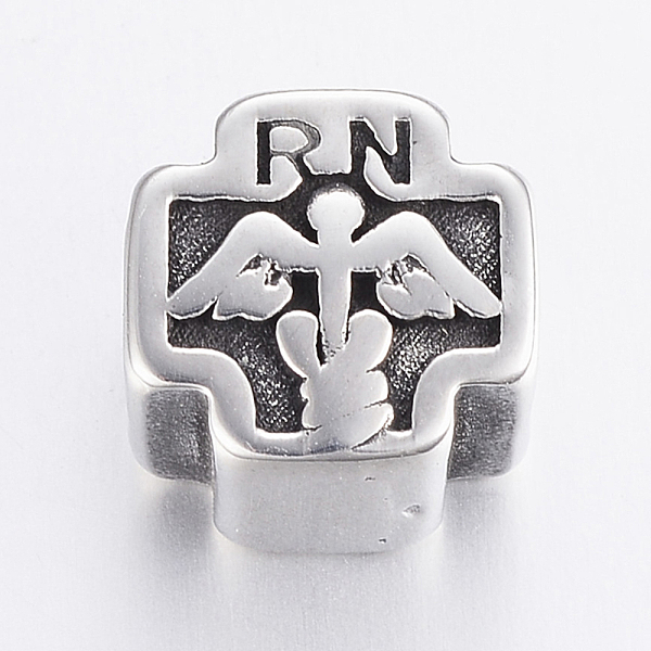 PandaHall 304 Stainless Steel European Beads, Large Hole Beads, Cross with Registered Nurse, Antique Silver, 11x11x9mm, Hole: 5mm 304...
PandaHall 304 Stainless Steel European Beads, Large Hole Beads, Cross with Registered Nurse, Antique Silver, 11x11x9mm, Hole: 5mm 304...
