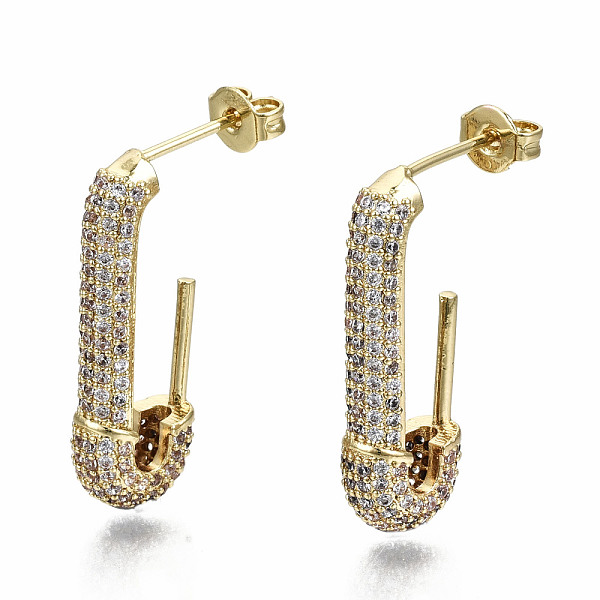 PandaHall Brass Micro Pave Clear Cubic Zirconia Half Hoop Earrings, Stud Earrings, with Ear Nuts, Nickel Free, Safety Pin Shape, Real 16K...
PandaHall Brass Micro Pave Clear Cubic Zirconia Half Hoop Earrings, Stud Earrings, with Ear Nuts, Nickel Free, Safety Pin Shape, Real 16K...