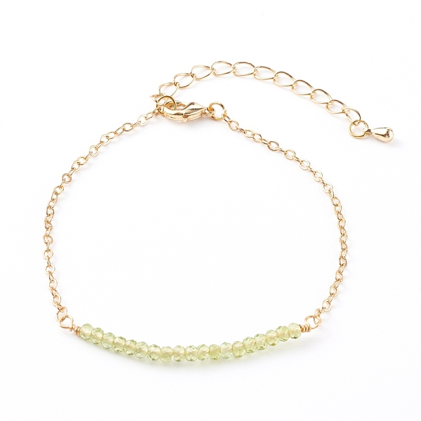 PandaHall May Birthstone Natural Peridot Beaded Bracelets, with Brass Cable Chains, Faceted Round, Golden, 7-1/4 inch(18.5cm) Peridot
PandaHall May Birthstone Natural Peridot Beaded Bracelets, with Brass Cable Chains, Faceted Round, Golden, 7-1/4 inch(18.5cm) Peridot