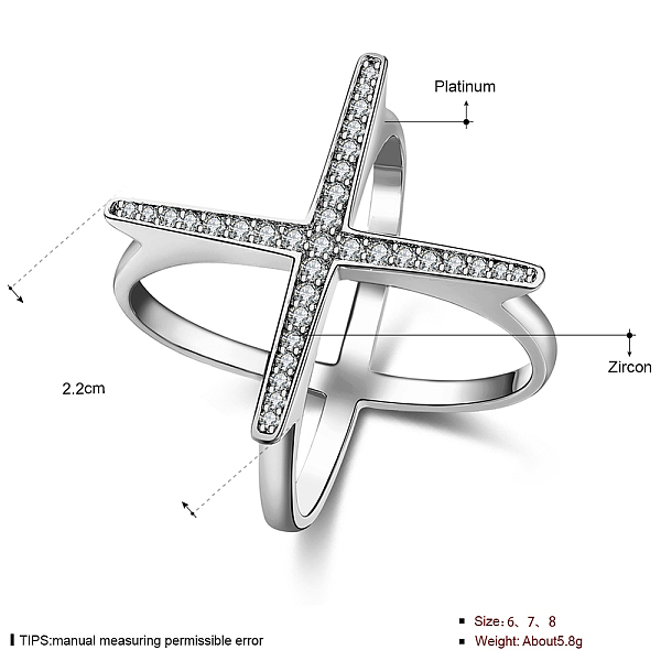 PandaHall Brass Micro Pave Cubic Zirconia Criss Cross rings, Double rings, X Rings, Clear, Platinum, Size 9, Inner Diameter: 18.9mm...
PandaHall Brass Micro Pave Cubic Zirconia Criss Cross rings, Double rings, X Rings, Clear, Platinum, Size 9, Inner Diameter: 18.9mm...