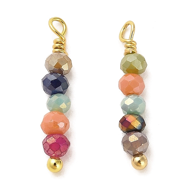 PandaHall Glass Round Beaded Pendants, with Rack Plating Real 18K Gold Plated Brass Loops, Colorful, 17.5x3mm, Hole: 1.4mm Brass+Glass Round
PandaHall Glass Round Beaded Pendants, with Rack Plating Real 18K Gold Plated Brass Loops, Colorful, 17.5x3mm, Hole: 1.4mm Brass+Glass Round