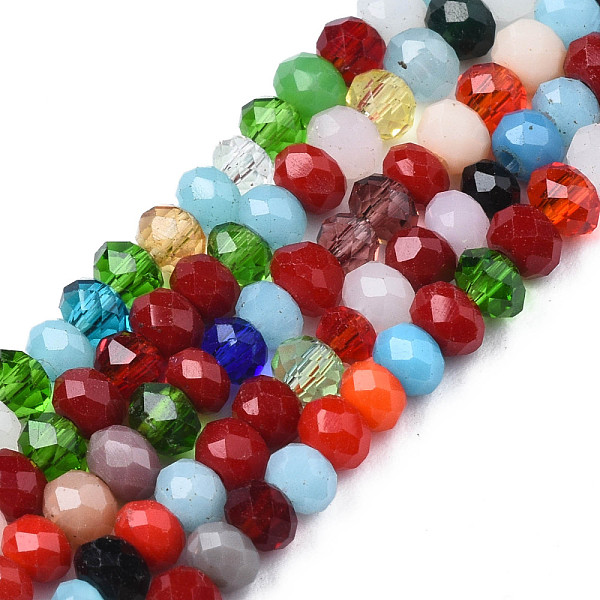 PandaHall Glass Beads Strands, Faceted, Abacus, Mixed Color, 3~4x2~3.5mm, Hole: 0.6~0.8mm, about 116~137pcs/strand, 11.54 inch~13.70 inch..., Multicolor
PandaHall Glass Beads Strands, Faceted, Abacus, Mixed Color, 3~4x2~3.5mm, Hole: 0.6~0.8mm, about 116~137pcs/strand, 11.54 inch~13.70 inch..., Multicolor