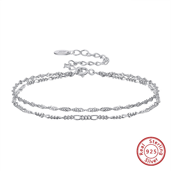 PandaHall Rhodium Plated 925 Sterling Silver Rope & Figaro Chains Double-Layer Multi-strand Bracelet, with S925 Stamp, Real Platinum Plated...
PandaHall Rhodium Plated 925 Sterling Silver Rope & Figaro Chains Double-Layer Multi-strand Bracelet, with S925 Stamp, Real Platinum Plated...