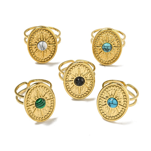 PandaHall 304 Stainless Steel Open Cuff Rings, Synthetic Malachite & Turquoise Oval with Star Finger Rings for Women Men, Real 18K Gold...
PandaHall 304 Stainless Steel Open Cuff Rings, Synthetic Malachite & Turquoise Oval with Star Finger Rings for Women Men, Real 18K Gold...