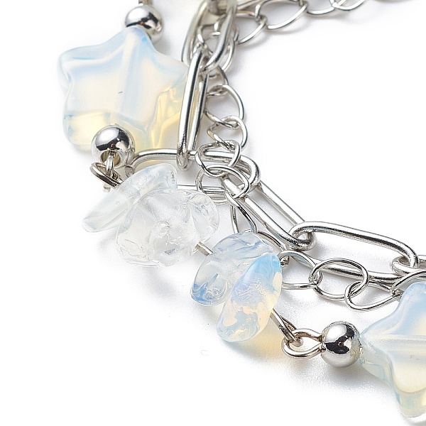 PandaHall Star Opalite Beads Multi-strand Bracelets, 304 Stainless Steel Paperclip Chains & Brass Curb Chains Bracelets for Women, Stainless...
PandaHall Star Opalite Beads Multi-strand Bracelets, 304 Stainless Steel Paperclip Chains & Brass Curb Chains Bracelets for Women, Stainless...