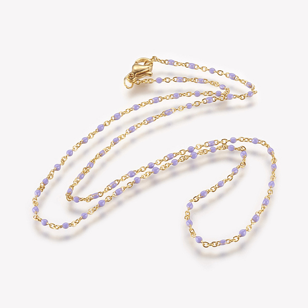 PandaHall 304 Stainless Steel Chain Necklaces, with Enamel Links, Golden, Lilac, 17.91 inch(45.5cm), 1.5~2mm 304 Stainless Steel Purple
PandaHall 304 Stainless Steel Chain Necklaces, with Enamel Links, Golden, Lilac, 17.91 inch(45.5cm), 1.5~2mm 304 Stainless Steel Purple