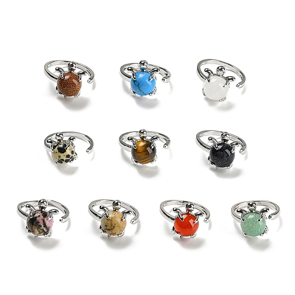 PandaHall Natural & Synthetic Mixed Gemstone Tortoise Open Cuff Ring, Platinum Brass Ring, US Size 8 1/2(18.5mm) Mixed Stone Tortoise
PandaHall Natural & Synthetic Mixed Gemstone Tortoise Open Cuff Ring, Platinum Brass Ring, US Size 8 1/2(18.5mm) Mixed Stone Tortoise