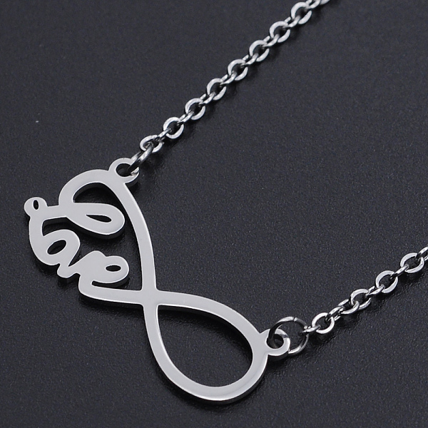 PandaHall Valentine's Day Theme, 201 Stainless Steel Pendant Necklaces, with Cable Chains and Lobster Claw Clasps, Infinity with Word Love...
PandaHall Valentine's Day Theme, 201 Stainless Steel Pendant Necklaces, with Cable Chains and Lobster Claw Clasps, Infinity with Word Love...