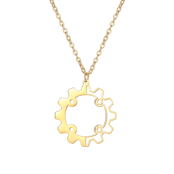 PandaHall Stainless Steel Pendant Necklaces, Hollow Gear, Real 18K Gold Plated, 17.72 inch(45cm) Stainless Steel Gear
PandaHall Stainless Steel Pendant Necklaces, Hollow Gear, Real 18K Gold Plated, 17.72 inch(45cm) Stainless Steel Gear