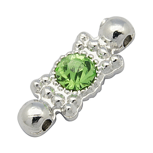 PandaHall Metal Alloy Bar Spacers, with Grade A Rhinestone and Two Holes, Platinum Color, Rectangle, Size: about 7.5mm wide, 21mm long..., Green
PandaHall Metal Alloy Bar Spacers, with Grade A Rhinestone and Two Holes, Platinum Color, Rectangle, Size: about 7.5mm wide, 21mm long..., Green