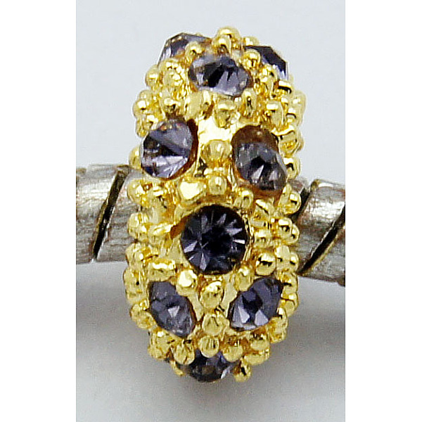 PandaHall Alloy Rhinestone European Beads, Large Hole Beads, Golden Metal Color, Tanzanite, 11x6mm, Hole: 5mm Alloy+Rhinestone Rondelle..., Purple
PandaHall Alloy Rhinestone European Beads, Large Hole Beads, Golden Metal Color, Tanzanite, 11x6mm, Hole: 5mm Alloy+Rhinestone Rondelle..., Purple