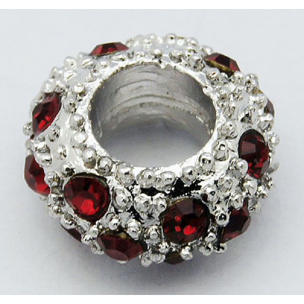 PandaHall Alloy Rhinestone European Beads, Large Hole Beads, Rondelle, Platinum Metal Color, Siam, 11x6mm, Hole: 5mm Alloy+Rhinestone..., Red
PandaHall Alloy Rhinestone European Beads, Large Hole Beads, Rondelle, Platinum Metal Color, Siam, 11x6mm, Hole: 5mm Alloy+Rhinestone..., Red