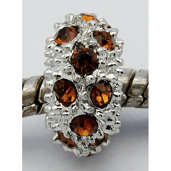 PandaHall Alloy Rhinestone European Beads, Large Hole Beads, Rondelle, Platinum Metal Color, Smoked Topaz, 11x6mm, Hole: 5mm..., Yellow
PandaHall Alloy Rhinestone European Beads, Large Hole Beads, Rondelle, Platinum Metal Color, Smoked Topaz, 11x6mm, Hole: 5mm..., Yellow