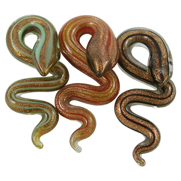 PandaHall Handmade Gold Sand Lampwork Pendants, Snake, Mixed Color, about 20mm wide, 49mm long, hole: 5mm Lampwork Snake Multicolor
PandaHall Handmade Gold Sand Lampwork Pendants, Snake, Mixed Color, about 20mm wide, 49mm long, hole: 5mm Lampwork Snake Multicolor