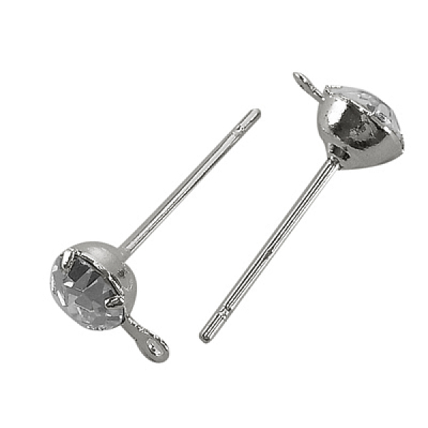 PandaHall Brass Post Earring Findings, with Loop and Rhinestone, Platinum Color, about 4mm wide, 15mm long, hole: 0.5mm, Pin: 0.8mm Brass...
PandaHall Brass Post Earring Findings, with Loop and Rhinestone, Platinum Color, about 4mm wide, 15mm long, hole: 0.5mm, Pin: 0.8mm Brass...