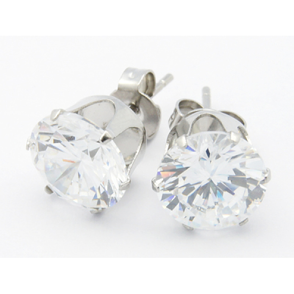 PandaHall Cubic Zirconia Ear Studs, with Stainless Steel Base, Clear, about 5mm wide, 14.4mm long, 0.7mm thick Cubic Zirconia Clear
PandaHall Cubic Zirconia Ear Studs, with Stainless Steel Base, Clear, about 5mm wide, 14.4mm long, 0.7mm thick Cubic Zirconia Clear