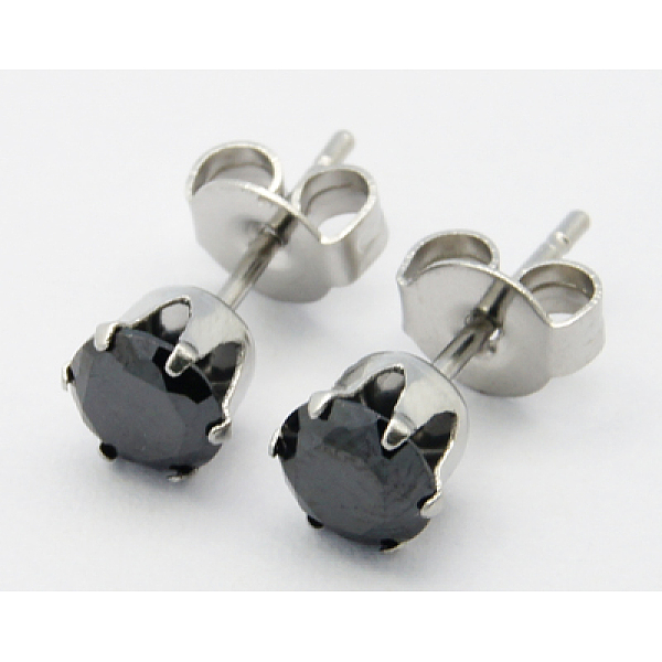 PandaHall Cubic Zirconia Ear Studs, with Stainless Steel Base, Black, about 5mm wide, 14.4mm long, 0.7mm thick Cubic Zirconia Black
PandaHall Cubic Zirconia Ear Studs, with Stainless Steel Base, Black, about 5mm wide, 14.4mm long, 0.7mm thick Cubic Zirconia Black