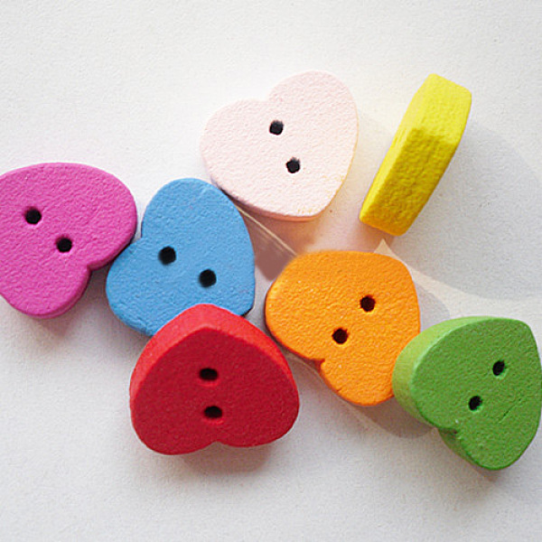 PandaHall Love Buttons with 2-Hole, Wooden Buttons, Mixed Color, about 13mm long, 15mm wide Wood Multicolor
PandaHall Love Buttons with 2-Hole, Wooden Buttons, Mixed Color, about 13mm long, 15mm wide Wood Multicolor