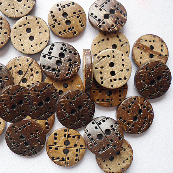 PandaHall Round Carved 2-hole Basic Sewing Button, Coconut Button, BurlyWood, about 13mm in diameter, about 100pcs/bag Coconut Orange
PandaHall Round Carved 2-hole Basic Sewing Button, Coconut Button, BurlyWood, about 13mm in diameter, about 100pcs/bag Coconut Orange