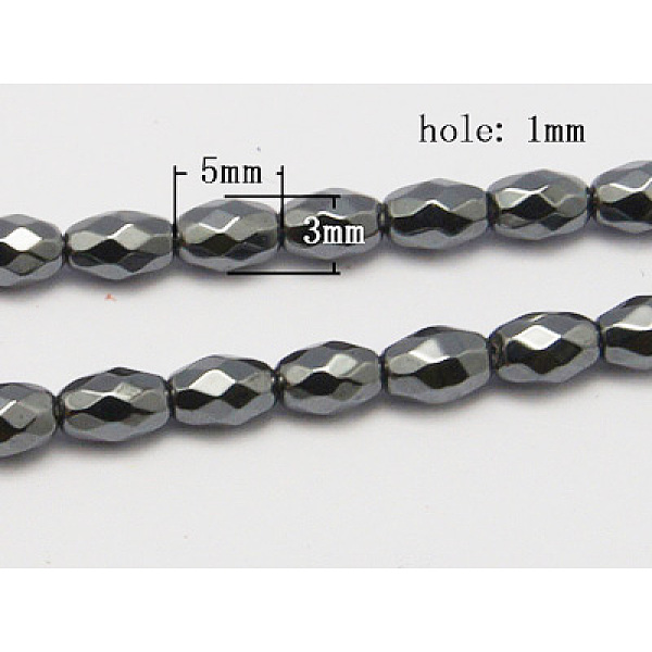 PandaHall Non-Magnetic Synthetic Hematite Beads Strands, Faceted, Oval, Black, Size: about 3mm in diameter, 5mm long, hole: 1mm...
PandaHall Non-Magnetic Synthetic Hematite Beads Strands, Faceted, Oval, Black, Size: about 3mm in diameter, 5mm long, hole: 1mm...
