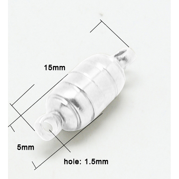 PandaHall Brass Magnetic Clasps with Loops, Column, Silver Color Plated, 15x5mm, Hole: 1.5mm Brass Column
PandaHall Brass Magnetic Clasps with Loops, Column, Silver Color Plated, 15x5mm, Hole: 1.5mm Brass Column