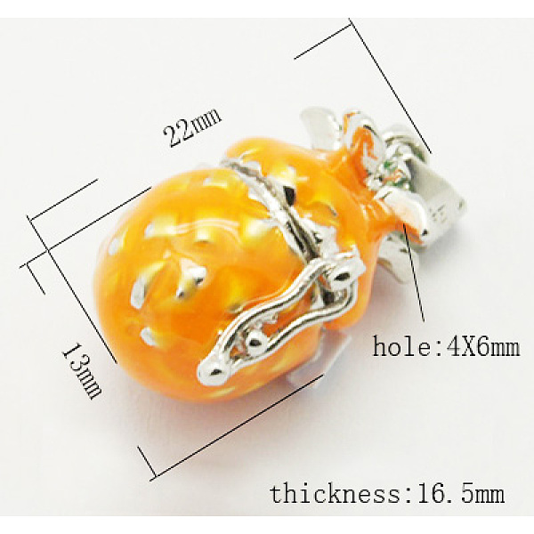 PandaHall Brass Prayer Box Pendants, Enamel, Pineapple, Platinum Color, Dark Orange, Size: about 22mm long, 13mm wide, 16.5mm thick, hole...
PandaHall Brass Prayer Box Pendants, Enamel, Pineapple, Platinum Color, Dark Orange, Size: about 22mm long, 13mm wide, 16.5mm thick, hole...