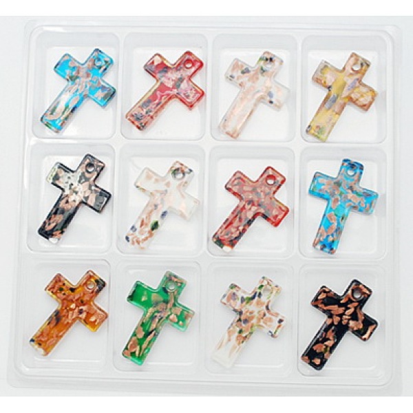 PandaHall Handmade Gold Sand Lampwork Pendants, Cross, Mixed Color, Size: about 50mm long, 35mm wide, 6mm thick, hole: 4mm, 12pcs/box..., Multicolor
PandaHall Handmade Gold Sand Lampwork Pendants, Cross, Mixed Color, Size: about 50mm long, 35mm wide, 6mm thick, hole: 4mm, 12pcs/box..., Multicolor