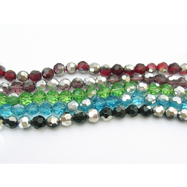 PandaHall Glass Beads Strands, Faceted Round, Plated with Silver, Mixed Color, bead:about 4mm in diameter, hole: 1mm, about 13 inch/strand..., Multicolor
PandaHall Glass Beads Strands, Faceted Round, Plated with Silver, Mixed Color, bead:about 4mm in diameter, hole: 1mm, about 13 inch/strand..., Multicolor
