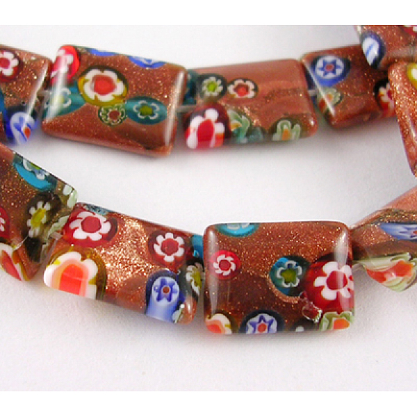 PandaHall Handmade Millefiori Glass Beads Strands, with Gold Sand, Rectangle, Sienna, 10mm in diameter, 14mm long, 3.5mm thick, hole: 1mm...
PandaHall Handmade Millefiori Glass Beads Strands, with Gold Sand, Rectangle, Sienna, 10mm in diameter, 14mm long, 3.5mm thick, hole: 1mm...