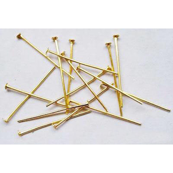 PandaHall Iron Flat Head Pins, Cadmium Free & Nickel Free & Lead Free, Golden, 24x0.75~0.8mm, 20 Gauge, about 8100pcs/1000g, Head: 2mm Iron
PandaHall Iron Flat Head Pins, Cadmium Free & Nickel Free & Lead Free, Golden, 24x0.75~0.8mm, 20 Gauge, about 8100pcs/1000g, Head: 2mm Iron