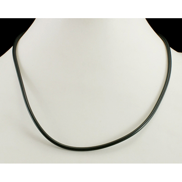 PandaHall Rubber Cord with Brass Findings, Platinum, Black, about 3mm in diameter, 17 inch long Synthetic Rubber Black
PandaHall Rubber Cord with Brass Findings, Platinum, Black, about 3mm in diameter, 17 inch long Synthetic Rubber Black