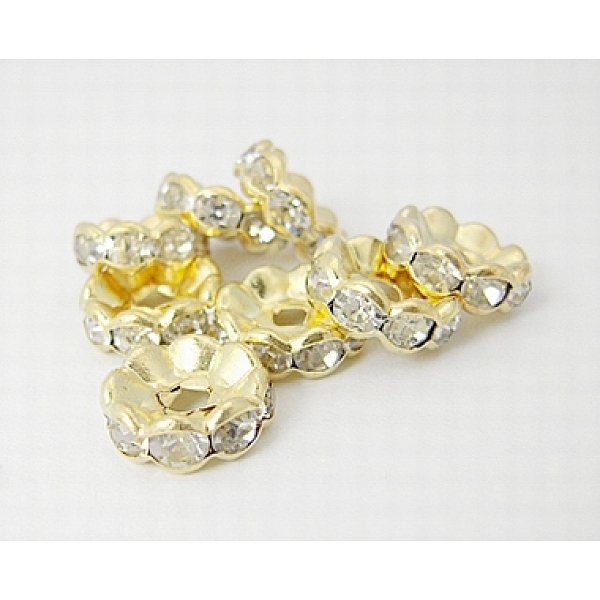 PandaHall Brass Rhinestone Spacer Beads, Grade A, Waves Edge, Rondelle, Golden Color, Clear, Size: about 7mm in diameter, 3.5mm thick, hole...
PandaHall Brass Rhinestone Spacer Beads, Grade A, Waves Edge, Rondelle, Golden Color, Clear, Size: about 7mm in diameter, 3.5mm thick, hole...