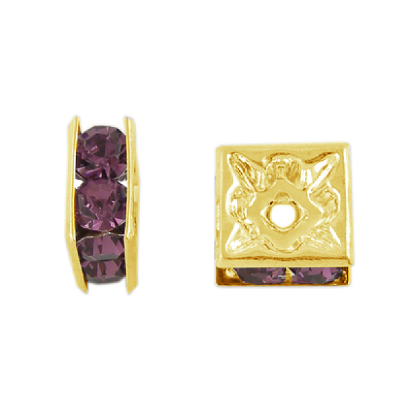 PandaHall Brass Rhinestone Spacer Beads, Grade A, Golden Metal Color, Square, Light Amethyst, 6x6x3mm, Hole: 1mm Brass+Rhinestone Square..., Purple
PandaHall Brass Rhinestone Spacer Beads, Grade A, Golden Metal Color, Square, Light Amethyst, 6x6x3mm, Hole: 1mm Brass+Rhinestone Square..., Purple
