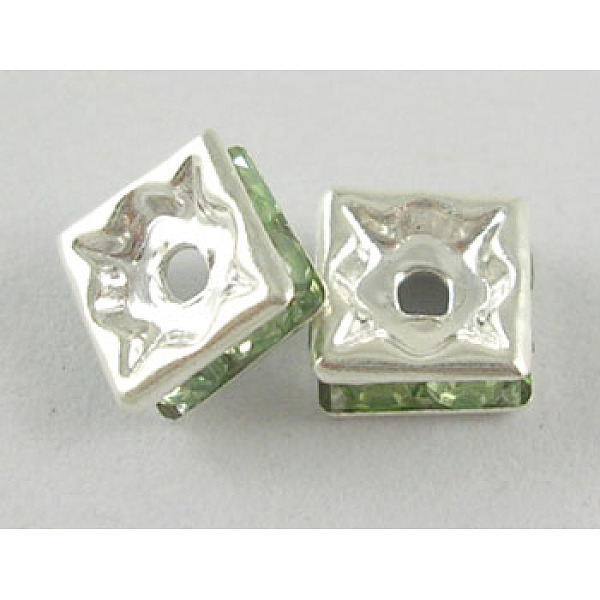 PandaHall Brass Rhinestone Spacer Beads, Grade A, Nickel Free, Silver Color Plated, Square, Peridot, 8x8x4mm, Hole: 1mm Brass+Rhinestone..., Green
PandaHall Brass Rhinestone Spacer Beads, Grade A, Nickel Free, Silver Color Plated, Square, Peridot, 8x8x4mm, Hole: 1mm Brass+Rhinestone..., Green