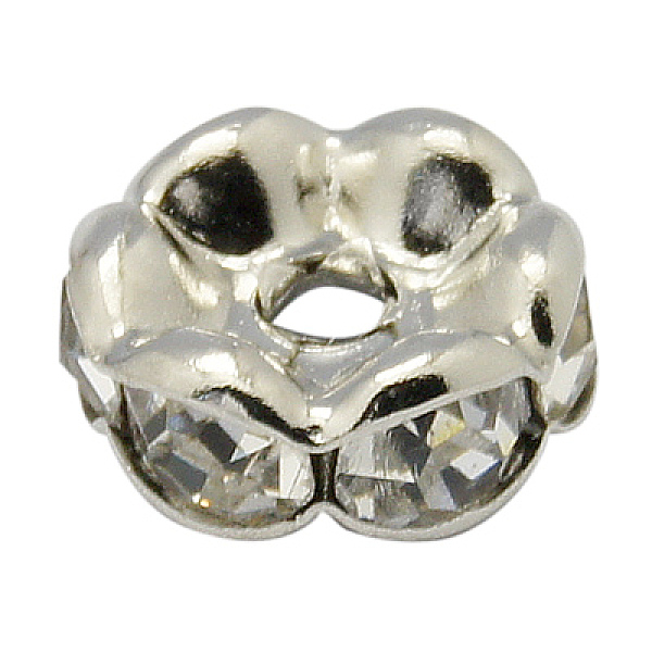 PandaHall Brass Rhinestone Spacer Beads, Grade A, Wavy Edge, Platinum Metal Color, Rondelle, Crystal, 10x4mm, Hole: 2mm Brass+Rhinestone..., Clear
PandaHall Brass Rhinestone Spacer Beads, Grade A, Wavy Edge, Platinum Metal Color, Rondelle, Crystal, 10x4mm, Hole: 2mm Brass+Rhinestone..., Clear