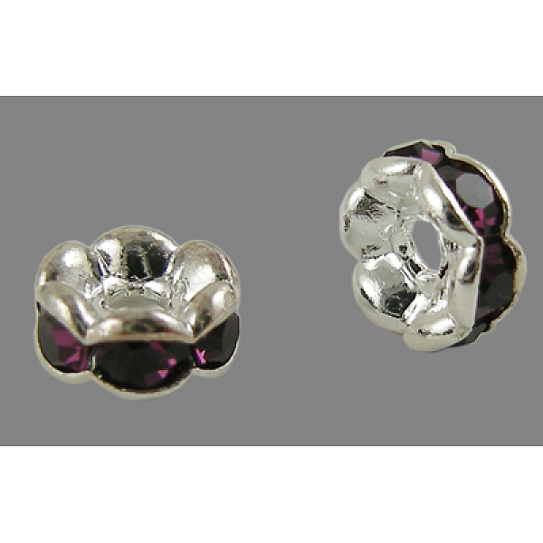 PandaHall Brass Rhinestone Spacer Beads, Grade AAA, Wavy Edge, Nickel Free, Silver Color Plated, Rondelle, Amethyst, 6x3mm, Hole: 1mm..., Purple
PandaHall Brass Rhinestone Spacer Beads, Grade AAA, Wavy Edge, Nickel Free, Silver Color Plated, Rondelle, Amethyst, 6x3mm, Hole: 1mm..., Purple