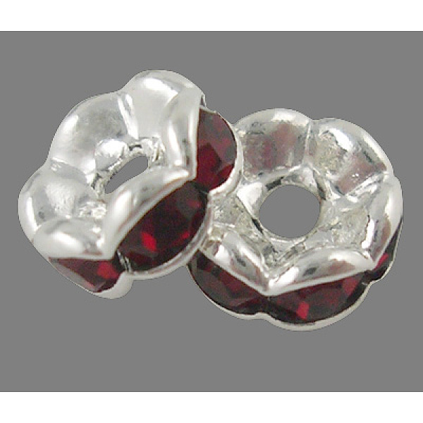 PandaHall Brass Rhinestone Spacer Beads, Grade A, Wavy Edge, Silver Color Plated, Rondelle, Siam, 6x3mm, Hole: 1mm Brass+Rhinestone Rondelle..., Red
PandaHall Brass Rhinestone Spacer Beads, Grade A, Wavy Edge, Silver Color Plated, Rondelle, Siam, 6x3mm, Hole: 1mm Brass+Rhinestone Rondelle..., Red